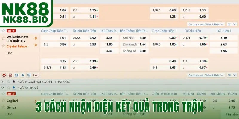 3 cách nhận diện kết quả trong trận