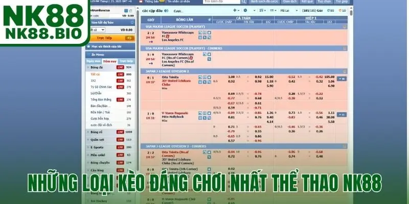 Những loại kèo đáng chơi nhất tại thể thao NK88